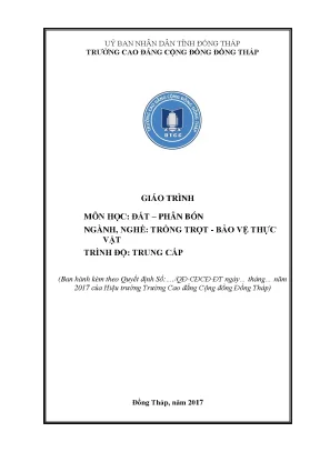 Giáo trình đất phân bón nghề trồng trọt và bảo vệ thực vật trung cấp trường cao đẳng cộng động đồng tháp