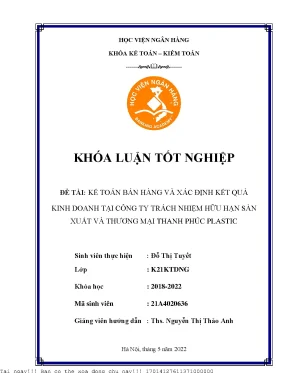 Kế toán bán hàng và xác định kết quả kinh doanh tại công ty trách nhiệm hữu hạn sản xuất và thương mại thanh phúc plastic