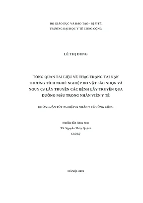 Luận văn tổng quan tài liệu về thực trạng tai nạn thương tích nghề nghiệp do vật sắc nhọn và nguy cơ lây truyền các bệnh lây truyền qua đường máu trong nhân viên y tế