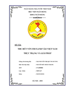Thu hút vốn fdi xanh vào việt nam thực trạng và giải pháp khoá luận tốt nghiệp