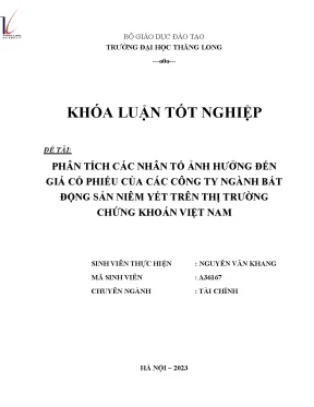 Phân tích các nhân tố ảnh hưởng đến giá cổ phiếu của các công ty ngành bất động sản niêm yết trên thị trường chứng khoán việt nam