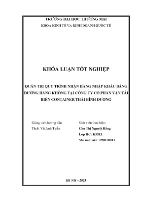 Quản trị quy trình nhận hàng nhập khẩu bằng đường hàng không tại công ty cổ phần vận tải biển container thái bình dương