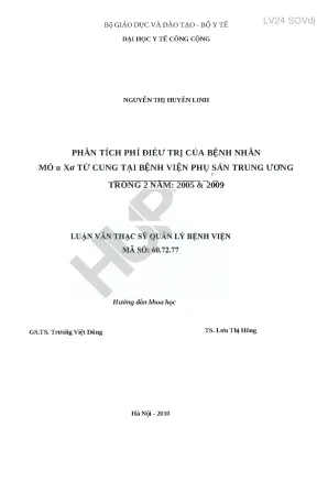 Luận văn phân tích phí điều trị của bệnh nhân mổ u sơ tử cung tại bệnh viện phụ sản trung ương trong 2 năm 2005 2009