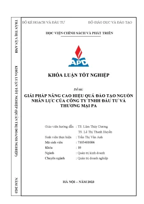 Giải pháp nâng cao hiệu quả đào tạo nguồn nhân lực của công ty tnhh đầu tư và thương mại pa