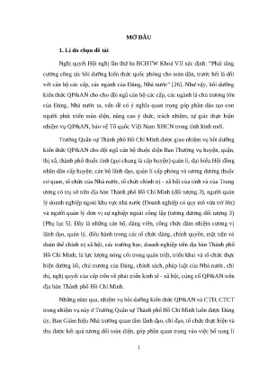 Luận văn ths xdđcqnn công tác đảng công tác chính trị trong nhiệm vụ bồi dưỡng kiến thức quốc phòng và an ninh ở trường quân sự thành phố hồ chí minh hiện nay
