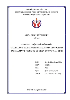 Khóa luận tốt nghiệp nâng cao hiệu quả kiểm soát chất lượng dây chuyền sản xuất mã giày w18789 tại nhà máy i công ty cổ phần đầu tư thái bình