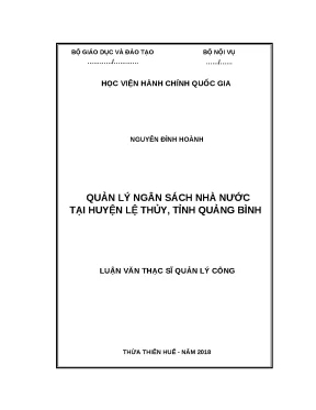Luận văn thạc sĩ quản lý ngân sách nhà nước tại huyện lệ thủy tỉnh quảng bình