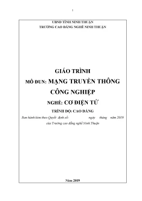 Giáo trình mạng truyền thông công nghiệp nghề cơ điện tử trình độ cao đẳng
