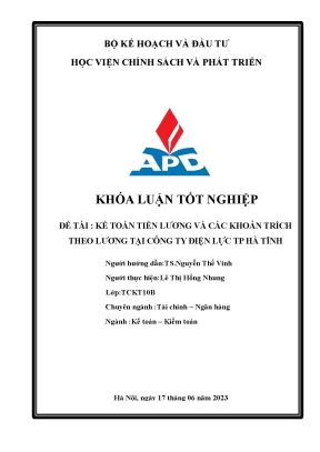 Kế toán tiền lương và các khoản trích theo lương tại công ty điện lực tp hà tĩnh