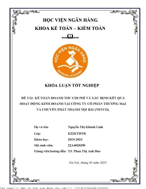 Kế toán doanh thu chi phí và xác định kết quả hoạt động kinh doanh tại công ty cổ phần thương mại và chuyển phát nội bài