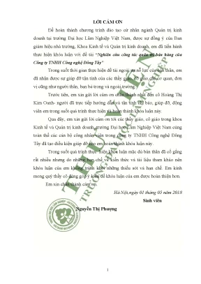 Nghiên cứu công tác quản trị bán hàng của công ty tnhh công nghệ đông tây