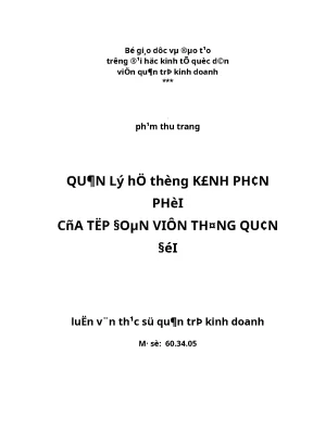 Luận văn thạc sĩ quản lý hệ thống kênh phân phối của tập đoàn viễn thông quân đội