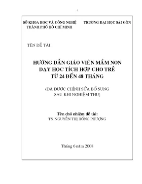 Hướng dẫn giáo viên mầm non dạy học tích hợp cho trẻ từ 24 tháng đến 48 tháng