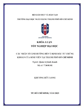 Các nhân tố ảnh hưởng đến ý định đầu tư chứng khoán của sinh viên tại thành phố hồ chí minh