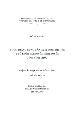 Luận văn thực trạng cung cấp và sử dụng dịch vụ y tế thôn tại huyện bình xuyên tỉnh vĩnh phúc