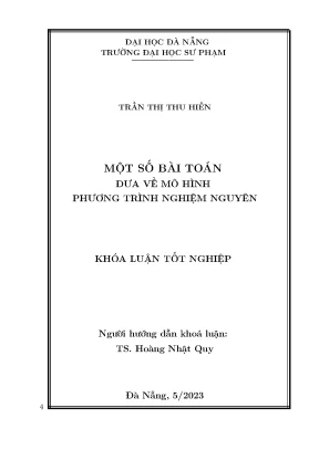 Một số bài toán đưa về mô hình phương trình nghiệm nguyên