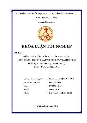 Hoàn thiện công tác kế toán hoạt động kinh doanh thương mại tại công ty trách nhiệm hữu hạn thương mại và dịch vụ điện nước lộc hương