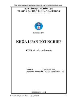 Hoàn thiện công tác kế toán tập hợp chi phí sản xuất và tính giá thành sản phẩm