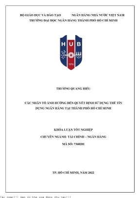 Các nhân tố ảnh hưởng đến quyết định sử dụng thẻ tín dụng ngân hàng tại thành phố hồ chí minh 2022