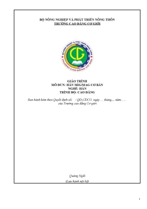 Giáo trình hàn migmag cơ bản nghề hàn cao đẳng