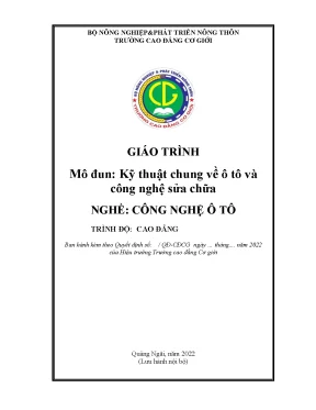 Giáo trình kỹ thuật chung về ô tô và công nghệ sửa chữa nghề công nghệ ô tô cao đẳng
