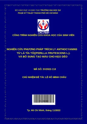 Luận văn thạc sĩ nghiên cứu phương pháp trích ly anthocyanins từ lá tía tô perilla frutescens l và bổ sung tạo màu cho kẹo dẻo
