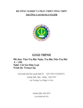 Giáo trình tiện trụ bậc ngắn trụ bậc tiện trụ dài l ≈ 10d nghề cắt gọt kim loại trung cấp