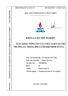 Xuất khẩu nông sản của việt nam vào thị trường eu trong bối cảnh hiệp định evfta
