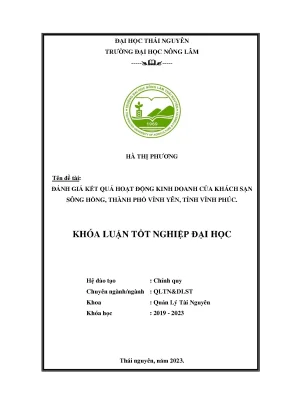 Đánh giá kết quả hoạt động kinh doanh của khách sạn sông hồng thành phố vĩnh yên tỉnh vĩnh phúc