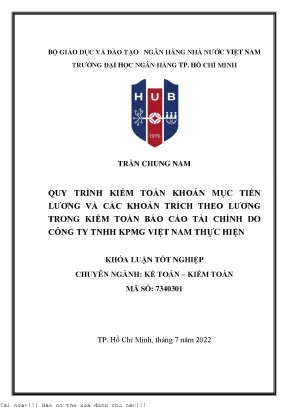 Quy trình kiểm toán khoản mục tiền lương và các khoản trích theo lương do công ty tnhh kpmg việt nam thực hiện 2022