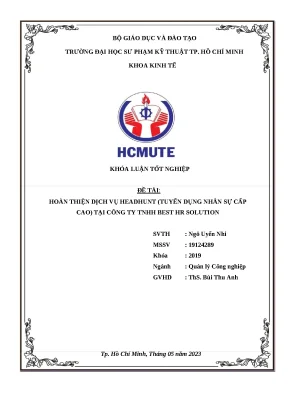 Khóa luận tốt nghiệp hoàn thiện dịch vụ headhunt tuyển dụng nhân sự cấp cao tại công ty tnhh best hr solution