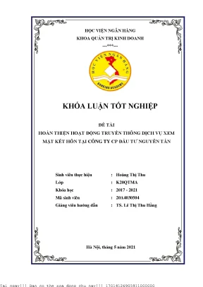 Hoàn thiện hoạt động truyền thông dịch vụ xem mặt kết hôn của công ty cp đầu tư nguyễn tấn