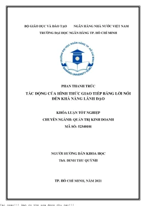 Tác động của hình thức giao tiếp bằng lời nói đến khả năng lãnh đạo khóa luận đại học chuyên ngành quản trị kinh doanh