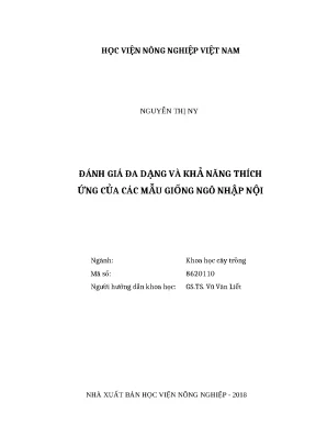 Luận văn thạc sĩ đánh giá đa dạng và khả năng thích ứng của các mẫu giống ngô nhập nội