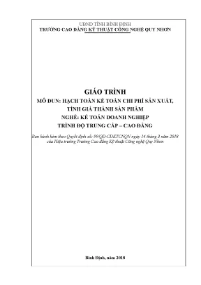 Giáo trình hạch toán kế toán chi phí sản xuất tính giá thành sản phẩm nghề kế toán doanh nghiệp trình độ trung cấpcao đẳng