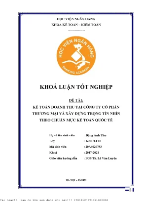 Kế toán doanh thu tại công ty cổ phần thương mại và xây dựng trọng tín nhìn theo chuẩn mực kế toán quốc tế