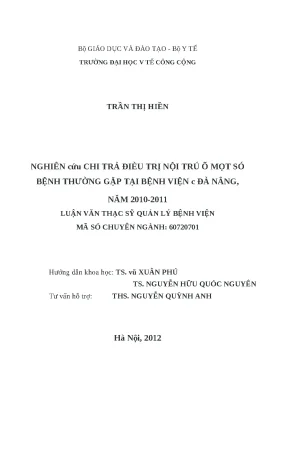 Luận văn nghiên cứu chi trả điều trị nội trú ở một số bệnh thường gặp tại bệnh viện c đà nẵng