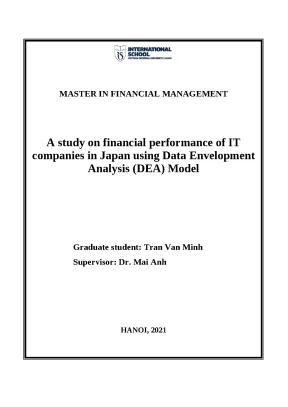 Luận văn thạc sĩ a study on financial performance of it companies in japan using data envelopment analysis dea model