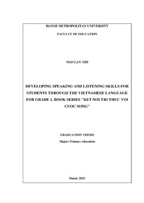 Developing speaking and listening skills for students through the vietnames language for grade 1 books series ket noi tri thuc voi cuoc song