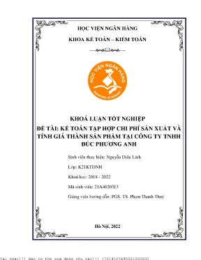 Kế toán tập hợp chi phí sản xuất và tính giá thành sản phẩm tại công ty tnhh đúc phương anh