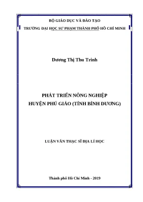 Luận văn thạc sĩ phát triển nông nghiệp huyện phú giáo tỉnh bình dương