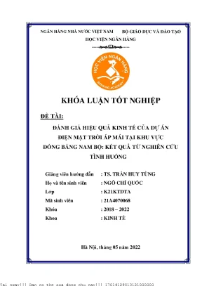 Đánh giá hiệu quả kinh tế của dự án điện mặt trời áp mái tại khu vực đồng bằng nam bộ kết quả từ nghiên cứu tình huống