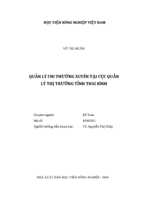 Luận văn thạc sĩ quản lý chi thường xuyên tại cục quản lý thị trường tỉnh thái bình