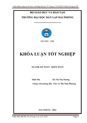 Hoàn thiện tổ chức kế toán vốn bằng tiền tại chi nhánh công ty cổ phần kinh doanh và phát triển bình dương tại hải phòng