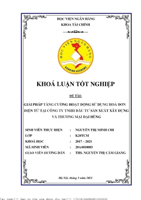 Giải pháp tăng cường hoạt động sử dụng hóa đơn điện tử tại công ty tnhh đầu tư sản xuất xây dựng và thương mại đại hùng