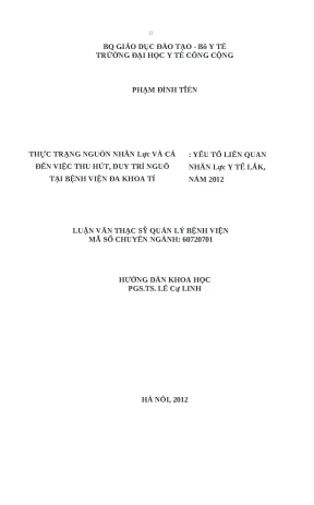 Luận văn thực trạng nguồn nhân lực và các yếu tố liên quan đến việc thu hút duy trì nguồn nhân lực y tế tại bệnh viện đa khoa tỉnh đắk lắk năm 2012