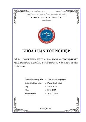 Hoàn thiện kế toán bán hàng và xác định kết quả bán hàng tại công ty cổ phần tư vấn trực tuyến việt nam