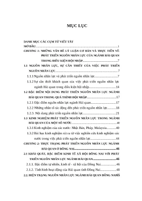 Luận văn thạc sĩ kinh tế phát triển nguồn nhân lực ngành hải quan trong điều kiện hội nhập kinh tế quốc tế