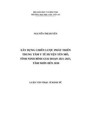 Luận văn thạc sỹ xây dựng chiến lược phát triển trung tâm y tế huyện yên mô tỉnh ninh bình giai đoạn 2021 2025 tầm nhìn đến 2030