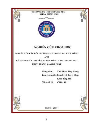Đề tài nghiên cứu khoa học nghiên cứu các lỗi thường gặp trong bài viết tiếng anh của sinh viên chuyên ngành tiếng anh thương mại thực trạng và giải pháp